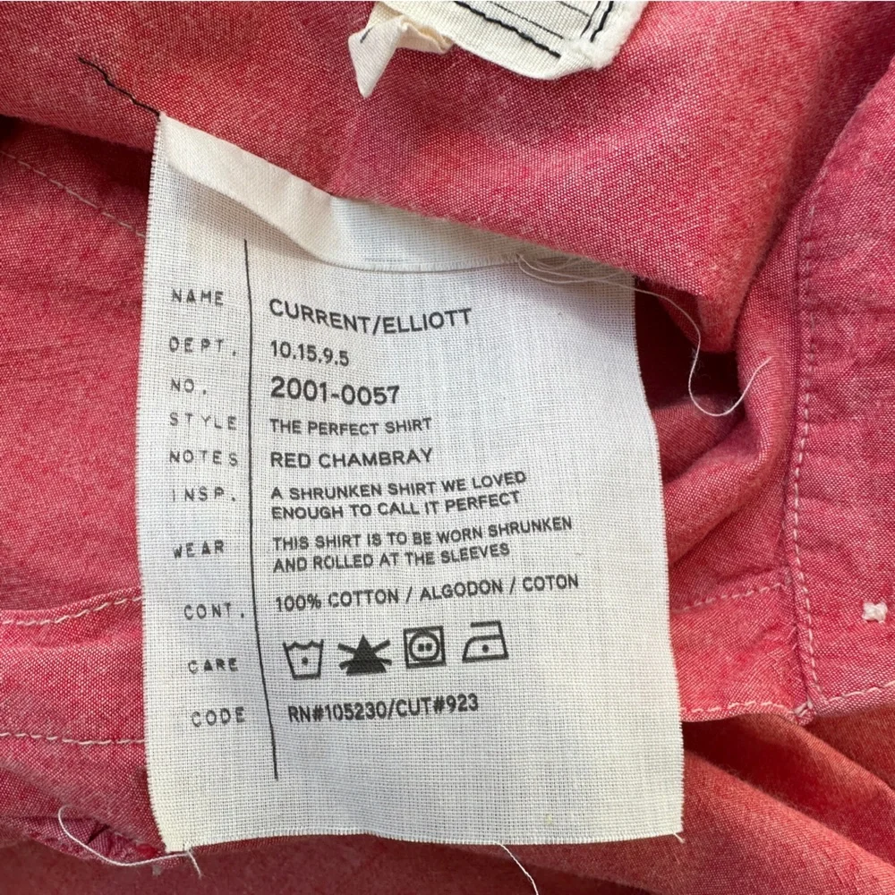 Current/Elliott The Perfect Shirt Red Chambray - Picture 8 of 9